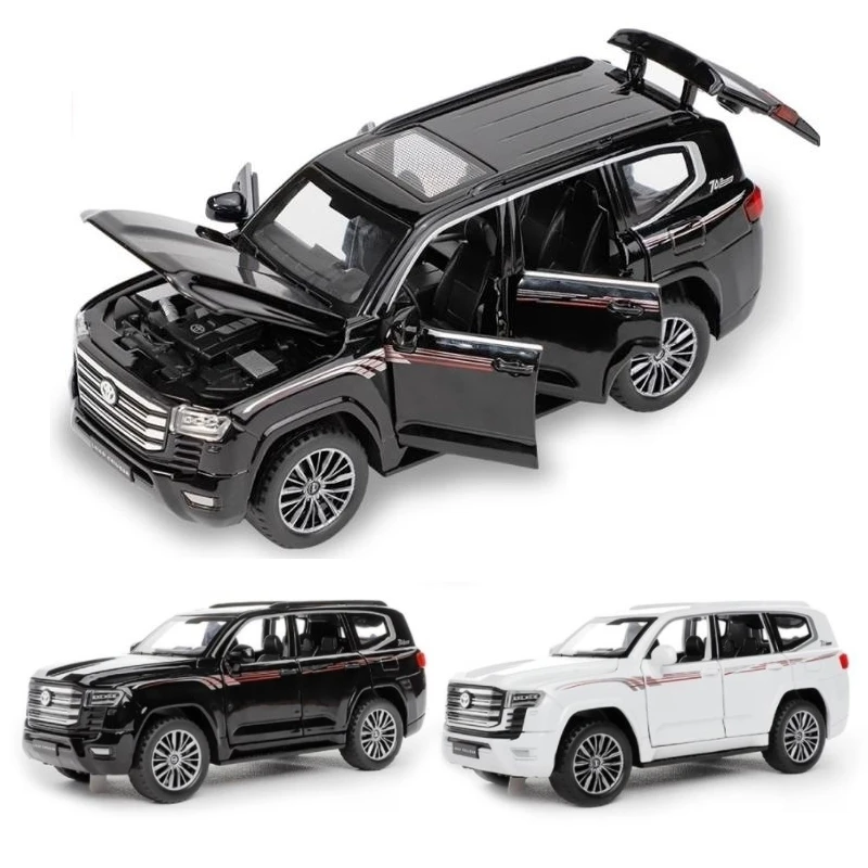 1/32 TOYOTA Land Cruiser LC300 SUV миниатюрная литая Игрушечная модель автомобиля со звуком и фотомагнитами открытые двери коллекционный подарок для мальчиков и детей