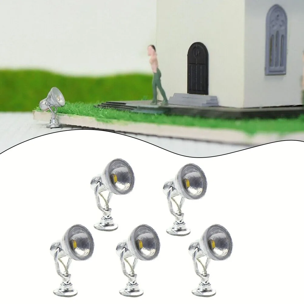 LYM20 5pcs Model Railway 187 Lamp Spotlight Flood Lights HO Scale Warm White LEDs Perfect for Nighttime Railway Scenarios