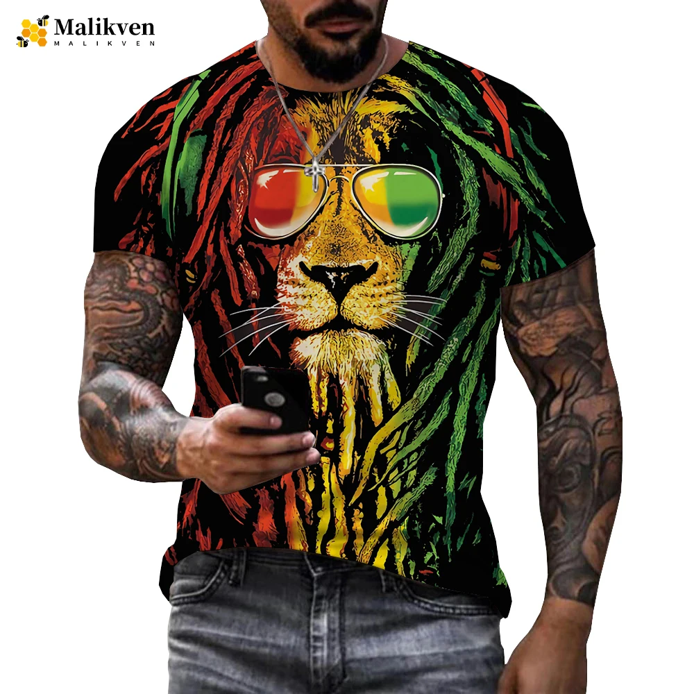

2022 New Funny Animal Lion 3D T-shirt Men Women Bob Marley Printed Harajuku Streetwear Cool Tops Fashion Casual Short Sleeve