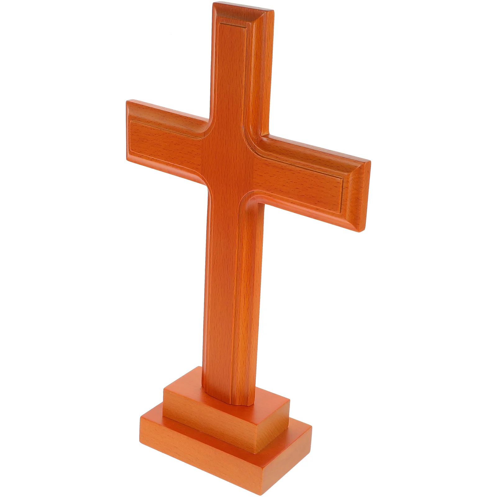 

Wood Cross with Base Wooden Cross Ornament Exquisite Wood Cross Craft Decor Tabletop Decor