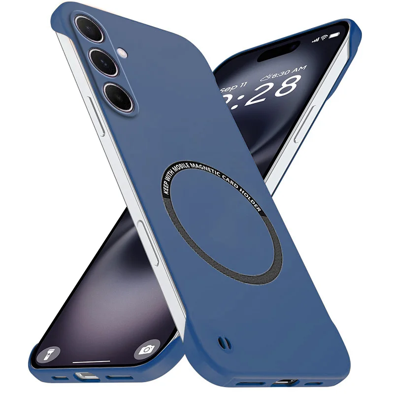 Magnetic Slim Frameless Phone Case - Matte Anti-Scratch Hard PC Cover, Borderless Shockproof Armor