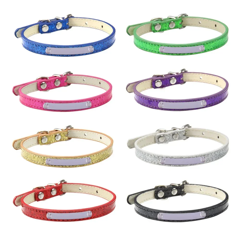 Bling Leather Cat Collar Personalized Name Collar for Cats Small Dog Puppy Necklace Kitten Accessories Nameplate Free Engraving 2