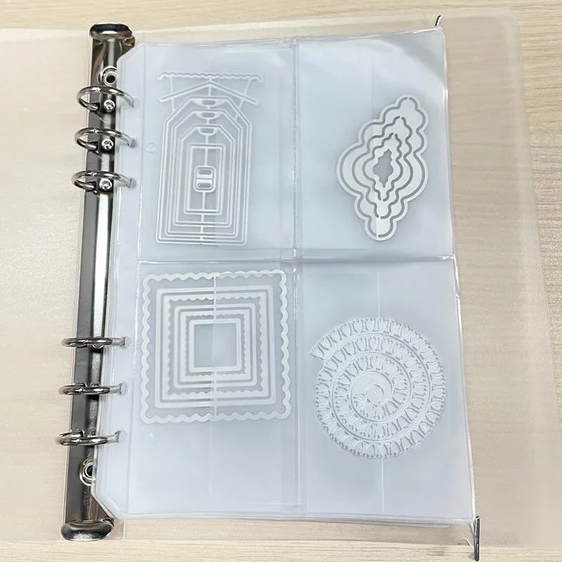 Storage Clip A5 6-Hole Strap Storage Clip Folders Scrapbook Cutting Die Storage Organizing Sticker Transparent Bag Book Booklet