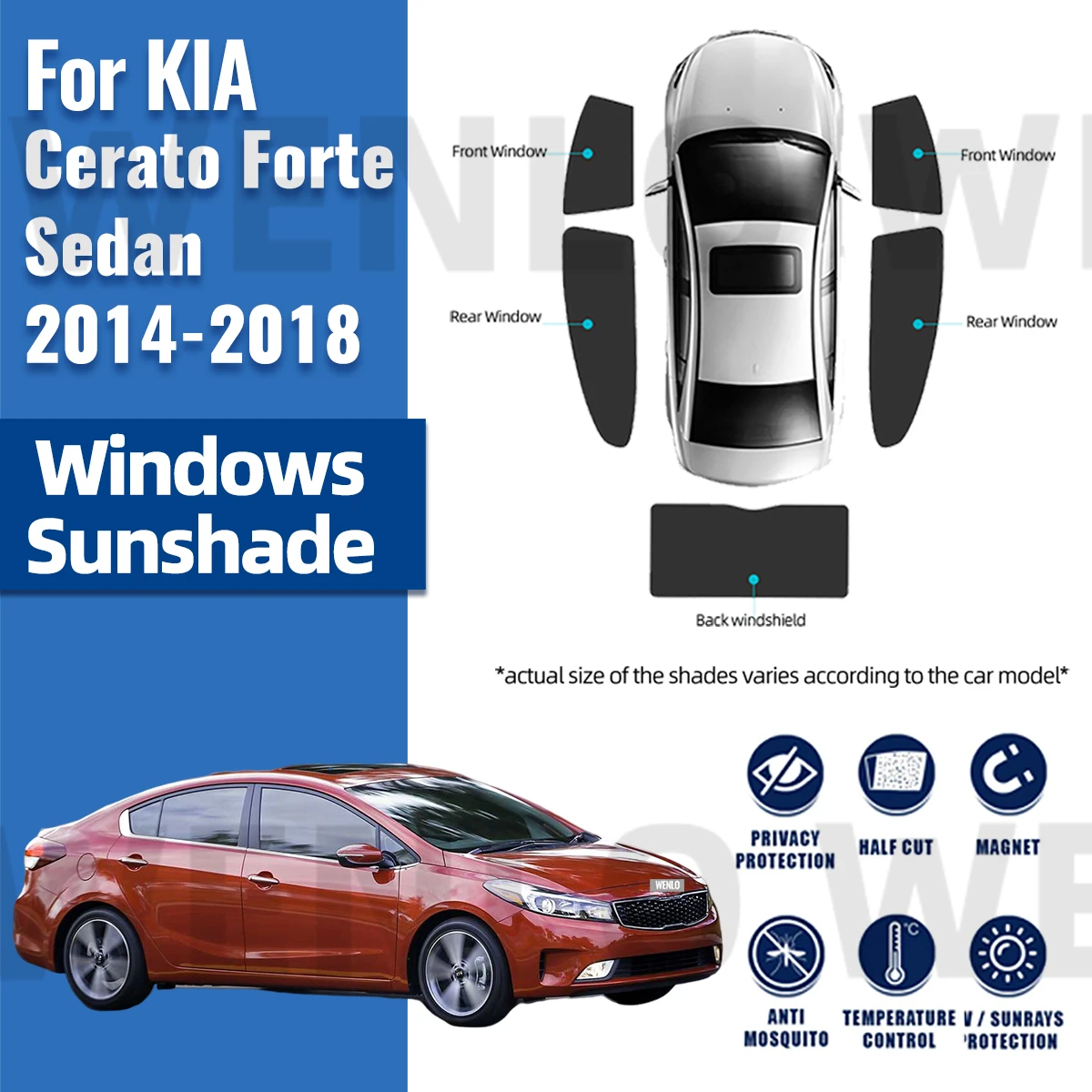 

For KIA Forte Sedan Cerato K3 YD 2012-2018 Car Sunshade Visor Front Windshield Frame Curtain Rear Side Baby Window Sun Shade