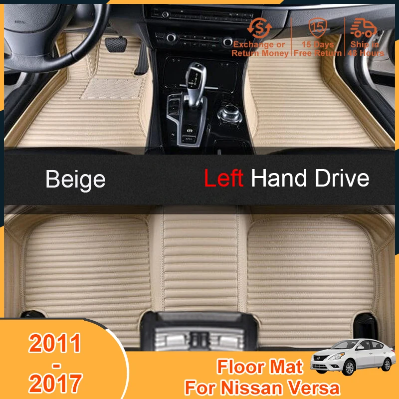 

2011-2017 Floor Mats Foot Pad Carpets for Nissan Versa 2011 2012 2013 2014 2015 2016 2017 Accessories Leather Cover Non-Slip