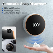

Automatic Soap Dispenser Wall Mount 3-Level Adjustable Hand Sanitizer Dispenser with Temperature Display for Bathroom Kitchen