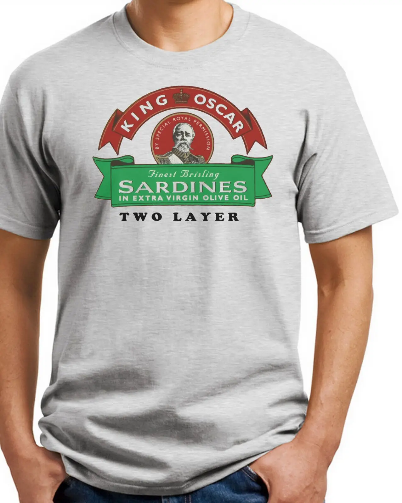 King Oscar T Shirt Sardine 100 Cotone Small 3 Xl Bianco Grigio Kaki Giallo Maniche Lunghe O Corte