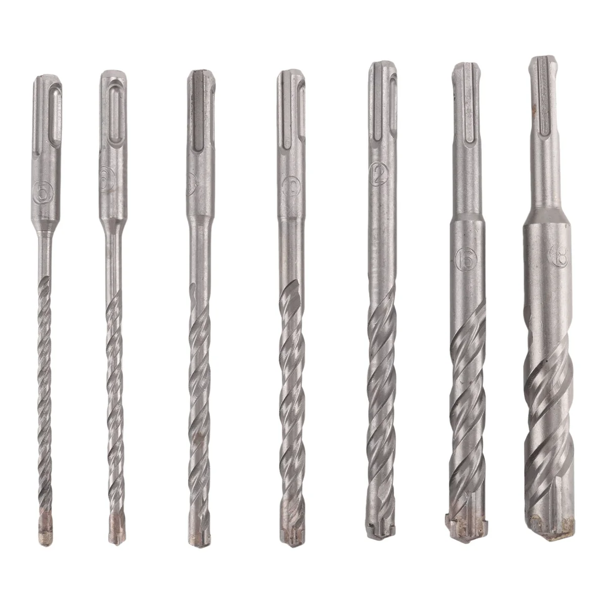 

7 Pcs SDS Plus Hammer Drill Bit Set, (4-Flute) for Concrete Brick Block Stone Masonry and Granite