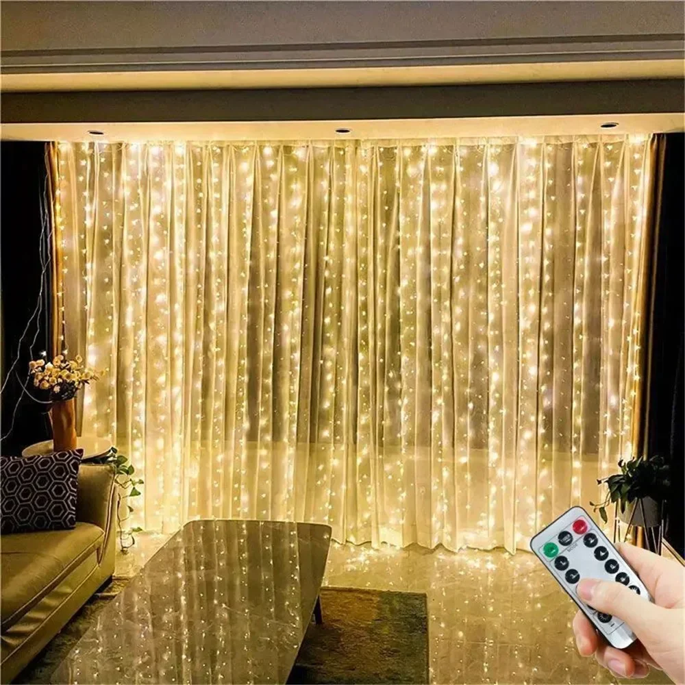 Description Picture 2 of itemCurtain LED Garland String Lights USB Remote Control Festival Decoration Holiday Wedding Christmas Fairy Lights for Bedroom Home