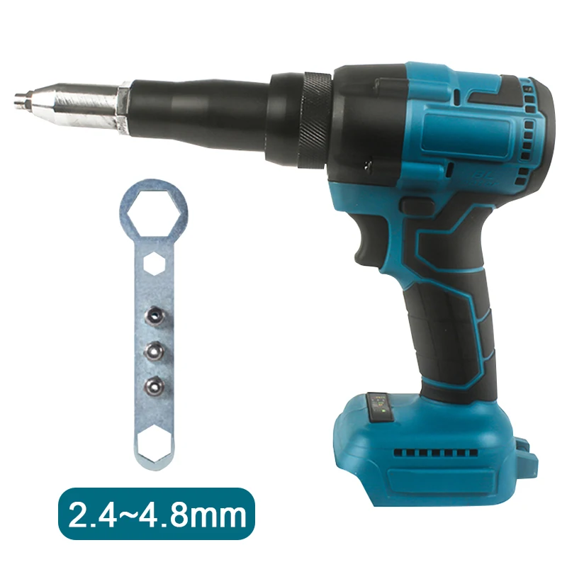 Brushless Electric Rivet Gun 2.4-4.8mm Rivet Nut Gun Automatic Riveting Tool With LED Light For Makita 18V Battery No Battery rivet gun rivet nut tool rivet gun set