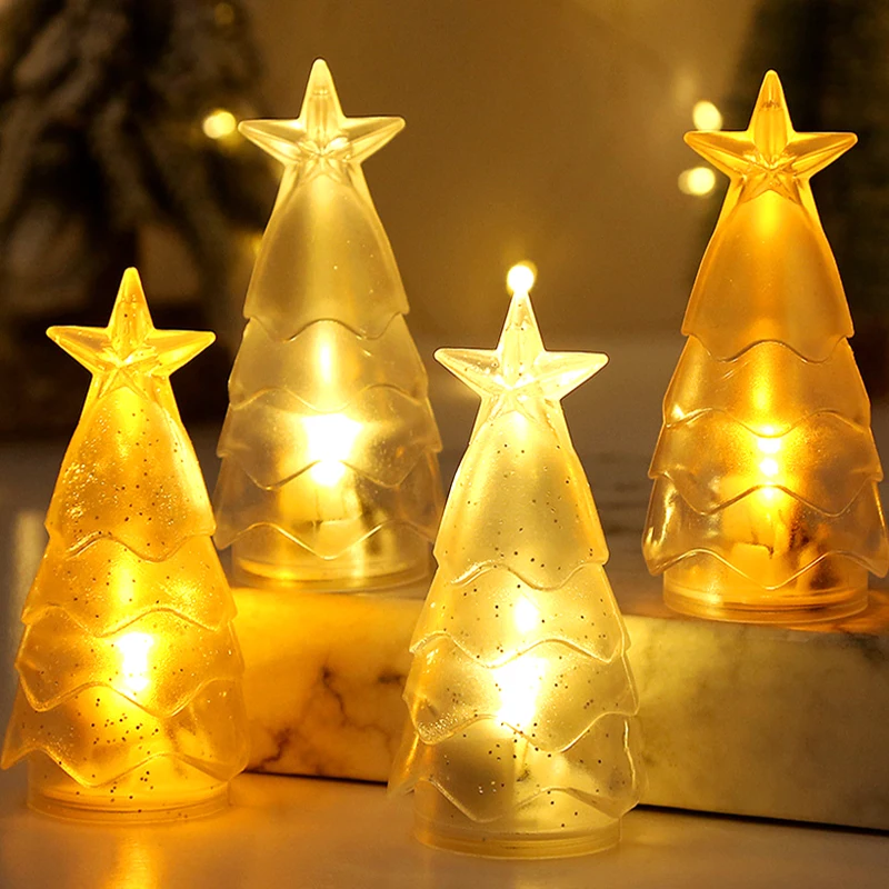 

Christmas LED Night Light Transparent Crystal Table Lamps Portable Lanterns Battery Operated Bedroom Table Ornaments Xmas Gifts