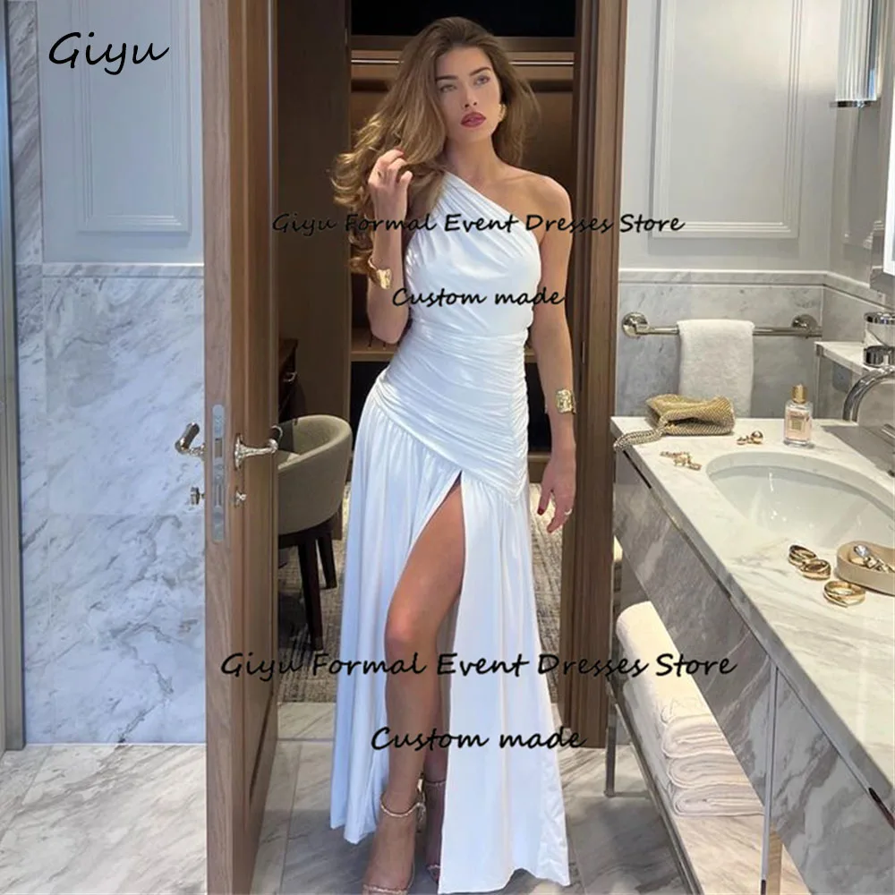 

Giyu Simple Side High Slit Evening Gown Dress One-Shoulder Ankle-Length Vestidos De Fiesta Elegantes Para Mujer 2024 Party Dress