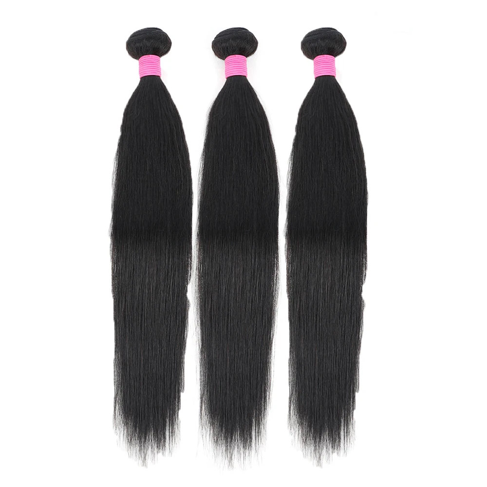 Straight Human Hair Bundles Brazilian Remy Hair Weave Bundles 10a Grade Double Draw Straight Extensions 90-95g/PC
