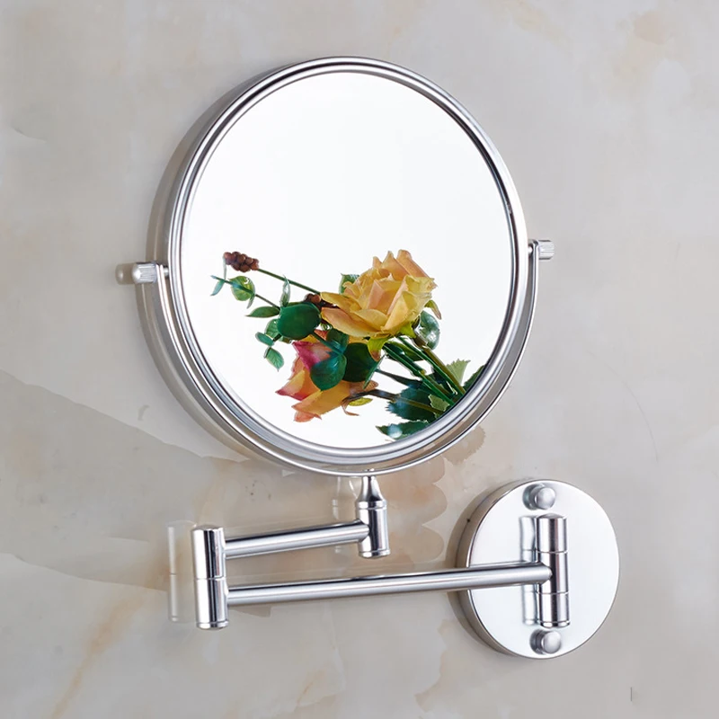 Description Picture 6 of itemFolding Cosmetic Mirror Wall-mounted Punch-free Bathroom Accessories Telescopic Black Metal Magnifying Beauty Round Wall Mirror