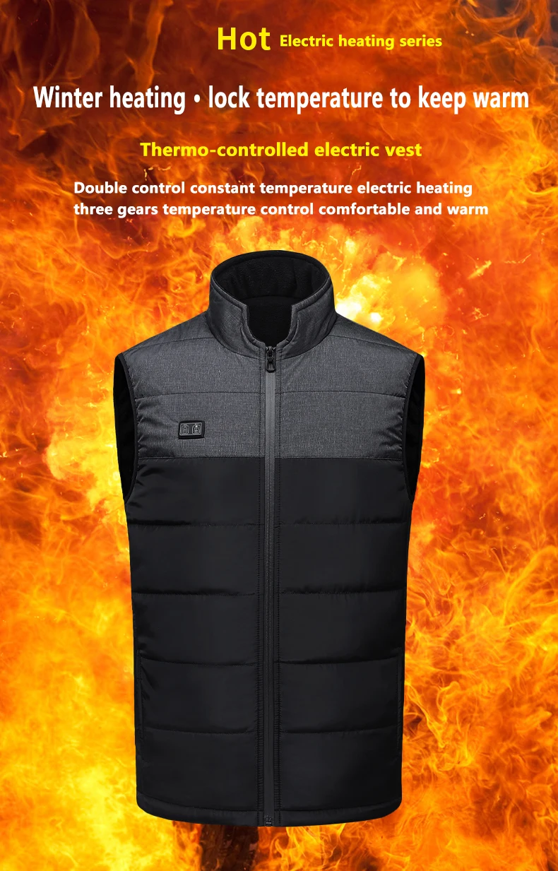 A men's heated vest to stay warm with lock temperature feature.