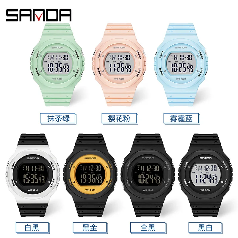 SandaNew 6069 in stock multifunctional single chip electronic watch trendy and waterproof for men and women спортивные часы