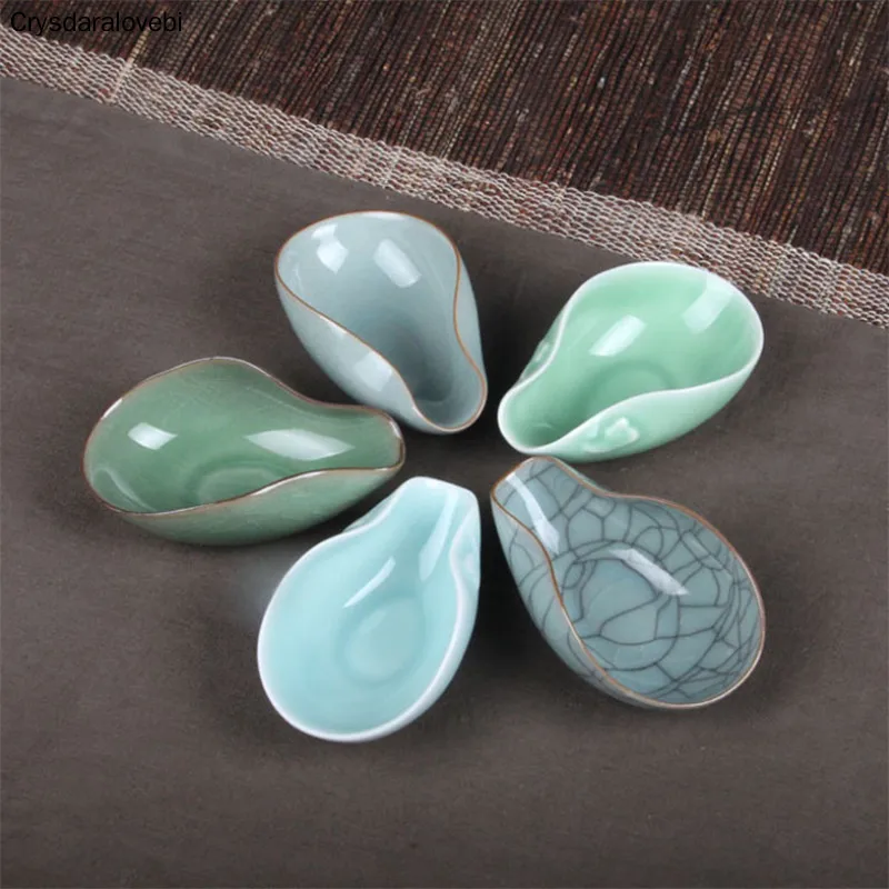 Longquan Celadon Cha He Kung Fu Holder Tea Presentation Vessel Porcelain Tea Boxes Saucer Set Accessories Ceremony
