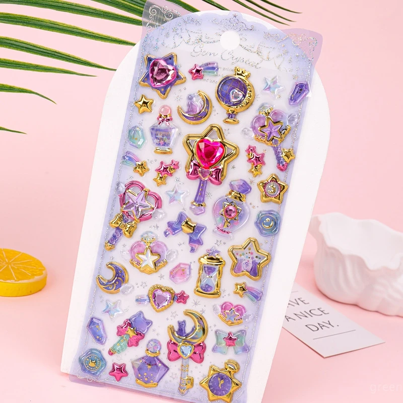 3D Diamond Gemstone Stickers Children's Girls Princess Magic Stick Shiny Stickers DIY Phone Case Decorative Diy Paste Material