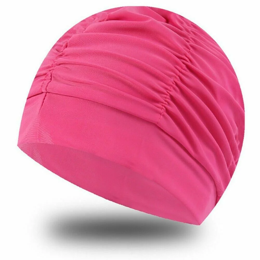 New 2021 Elastic Waterproof PU Fabric Protect Ears Long Hair Sports Swim Pool Hat Swimming Cap Free size for Men & Women Adults