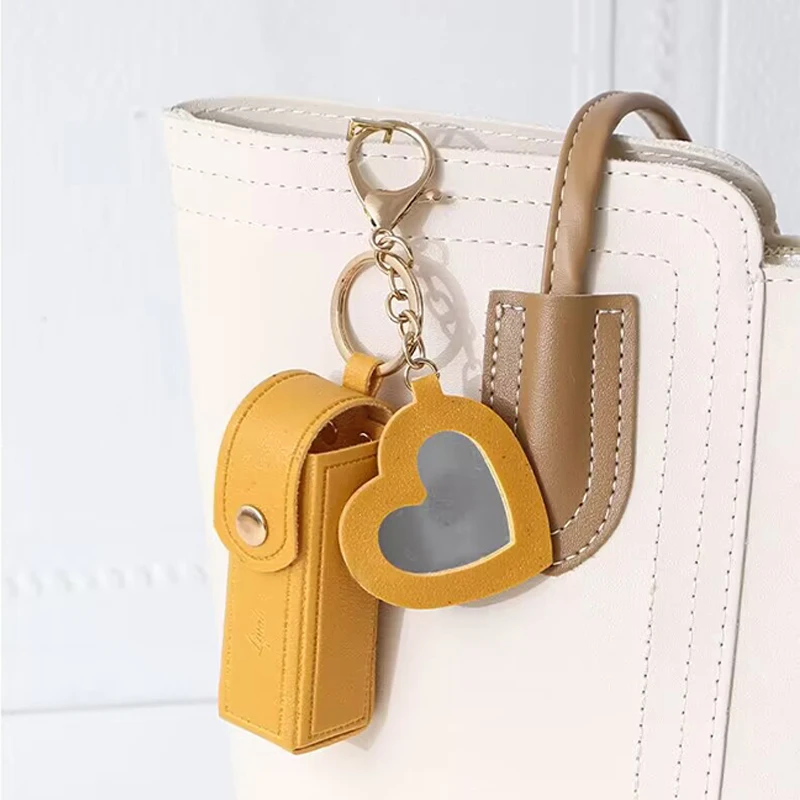 Mini sac de rangement pour documents solides, sacs portables pour rouge à lèvres, portefeuille porte-clés pour femmes, housse de protection avec mini miroir de maquillage