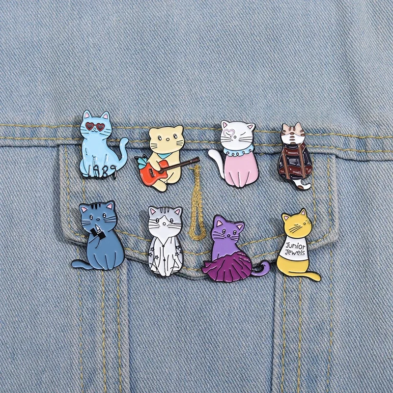 Desenhos animados gatinho Animal lapela distintivo, esmalte Pin, produtor musical, álbum Gato, mochila, roupas, jóias presente para fãs e amigo