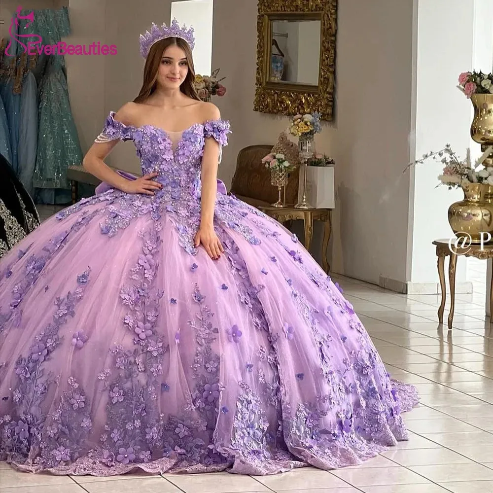 One Shoulder Sleeveless Sweet 15 Quinceañera Dress with Beaded Appliques Bow Knot WQ1510