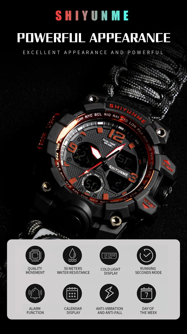 Mens Watch Military Waterproof Sport Wrist Watch Digital Stopwatches For Men Compass Military Watches Male Relogio Masculino