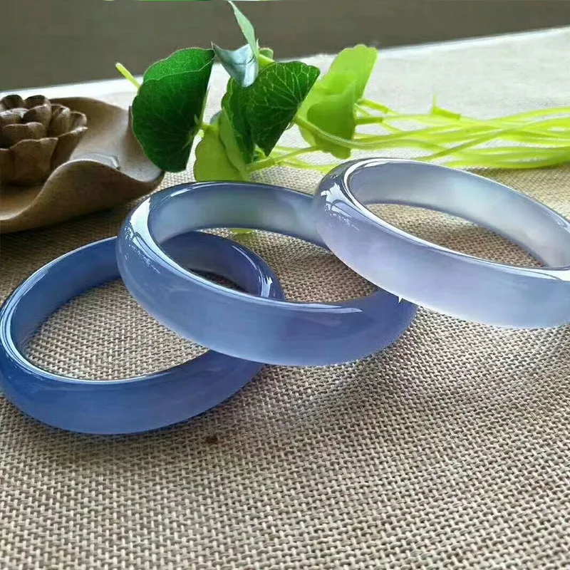 Latest Natural Blue Chalcedony Agate Bracelet Hand Decoration Crafts Jade Bangles Elegant Exquisite Jewelry Accessories Gifts
