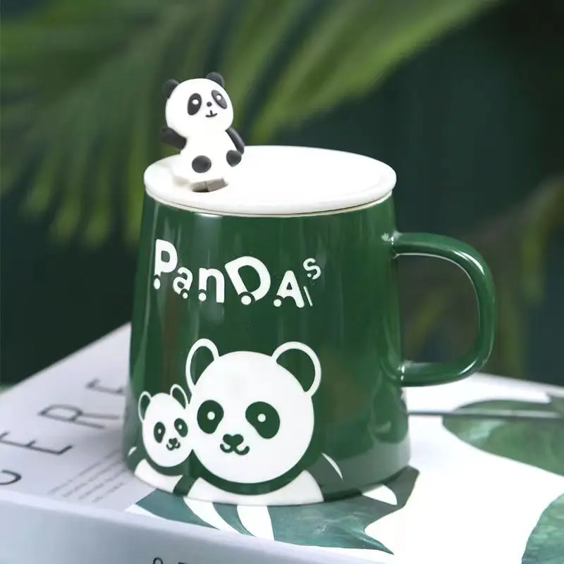 

460ml Panda Ceramic Mug With Lid Design Pattern Large Capacity Mugs Drinkware Coffee Tea Cups Novelty Gifts Milk Cup