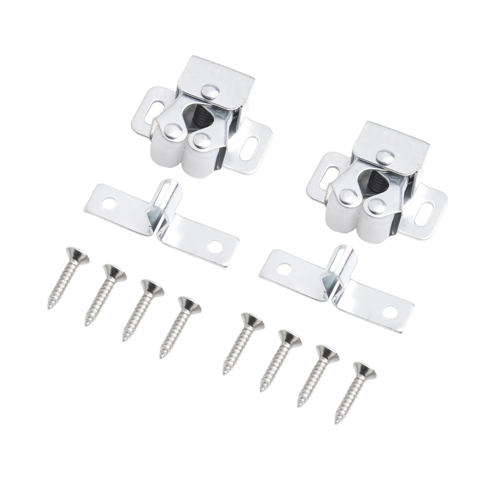 2pcs Door Buckle Press Home Wardrobe Door Buckle Touching The Bead Magnetic Dual Wheel Spring Fixed Lock Low Foot Cabinet