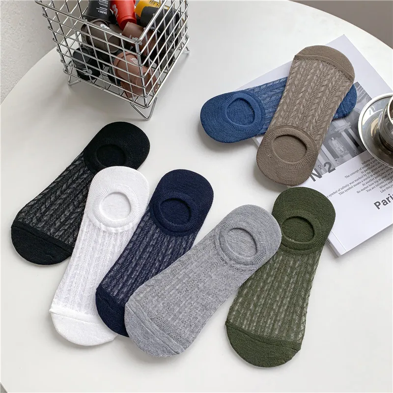 10 Pairs Of Boat Socks Spring And Fall Summer Cotton Non-slip Invisible  Sweat Shallow Mouth Men's Short Socks Thin Models