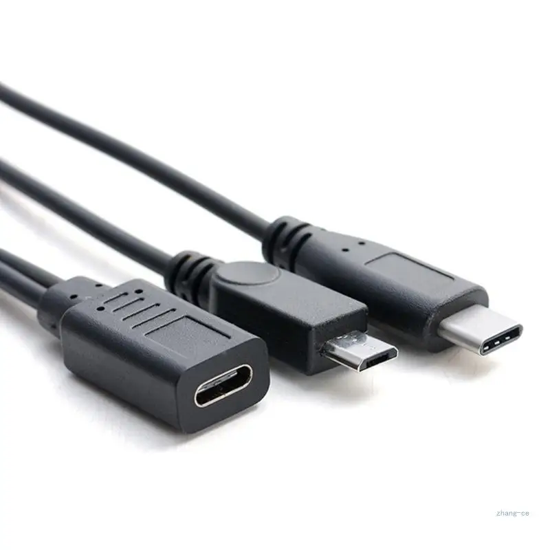M5TD Type-C Female to Micro USB Male + Type C Male Cable-Dual Functionality