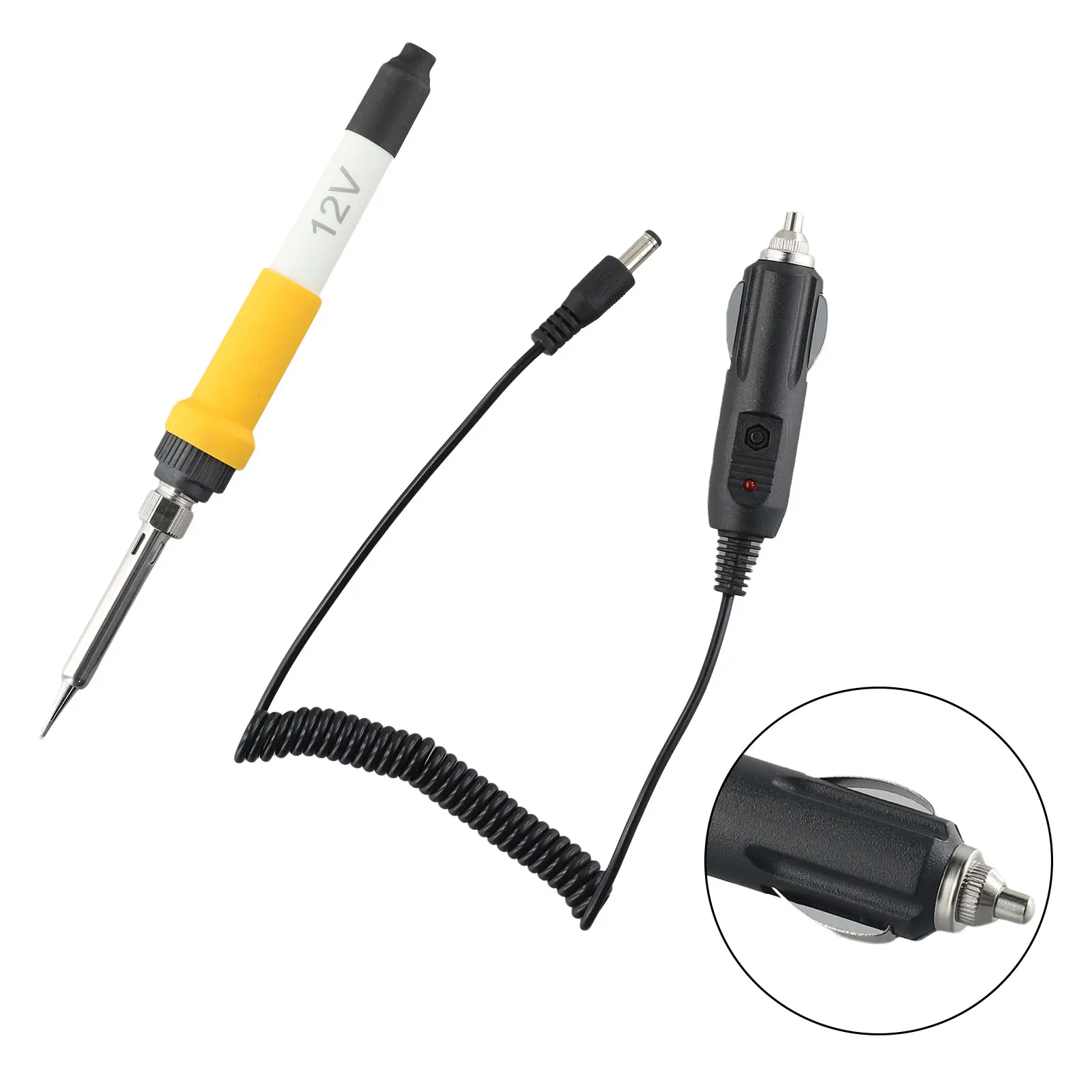 

12V Volt DC 60W Electric Solder Soldering Iron For Car With Car Clip Power Socket Ceramic Heating Core Heat Insulated Silicone