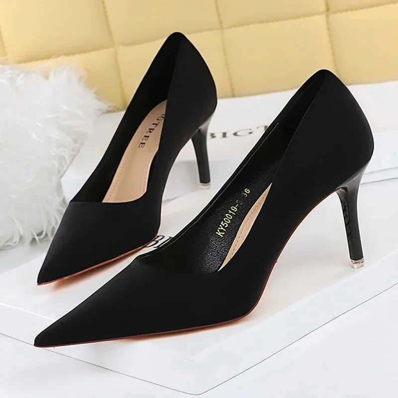 

Shoes Satin Women Pumps 2023 New Purple High Heels Fashion Women Shoes Stiletto Luxury Noble Party Shoes Women Heels