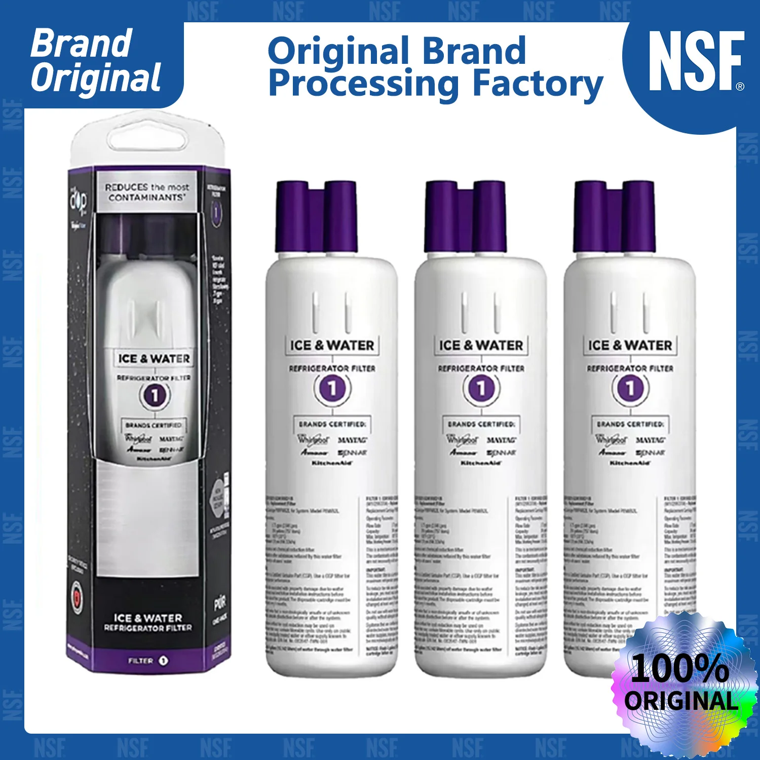 Water Filter Refrigerator Water Filter NSF Certified Brand Genuine EDR1RXD1 Refrigerator Water Filter Compatible with W10295370A 469081 469930 P8RFWB2L P4RFWB