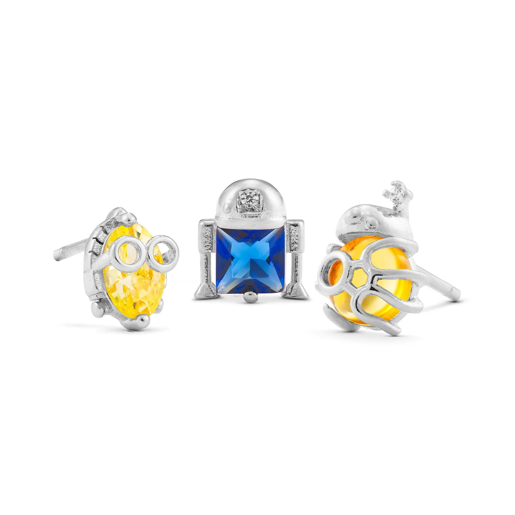 New Ins Cartoon Alien Zircon Earrings Vintage Colorful Gold-plated Robot Stud Earring For Women Girls Fashion Jewelry