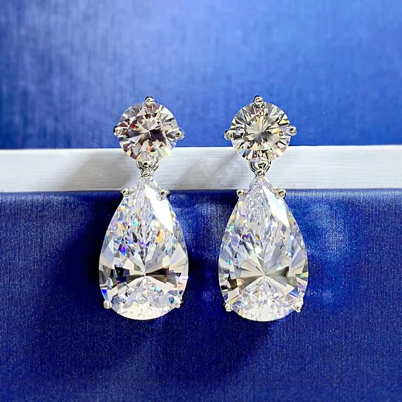 Orecchini Pendenti In Argento 925 Con Moissanite – Gioielli A Bottone Ipoallergenici, Regalo Per Donna, Sposa - 3