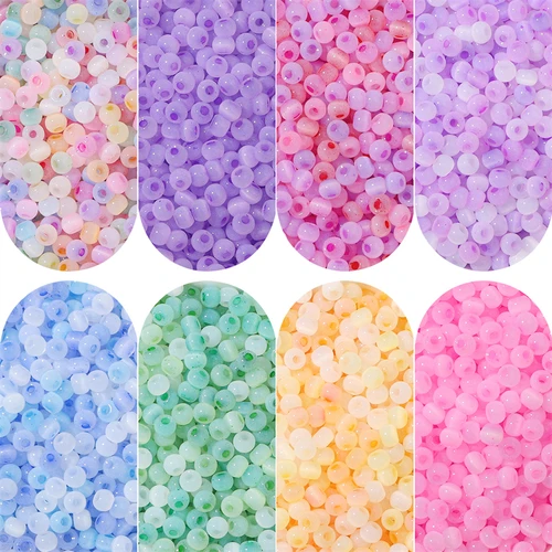 고양이 눈 돌 얼음 유리 비즈 느슨한 스페이서 시드 비즈, 바느질 작업용 DIY 수제 참 팔찌 목걸이 액세서리, 4mm 4