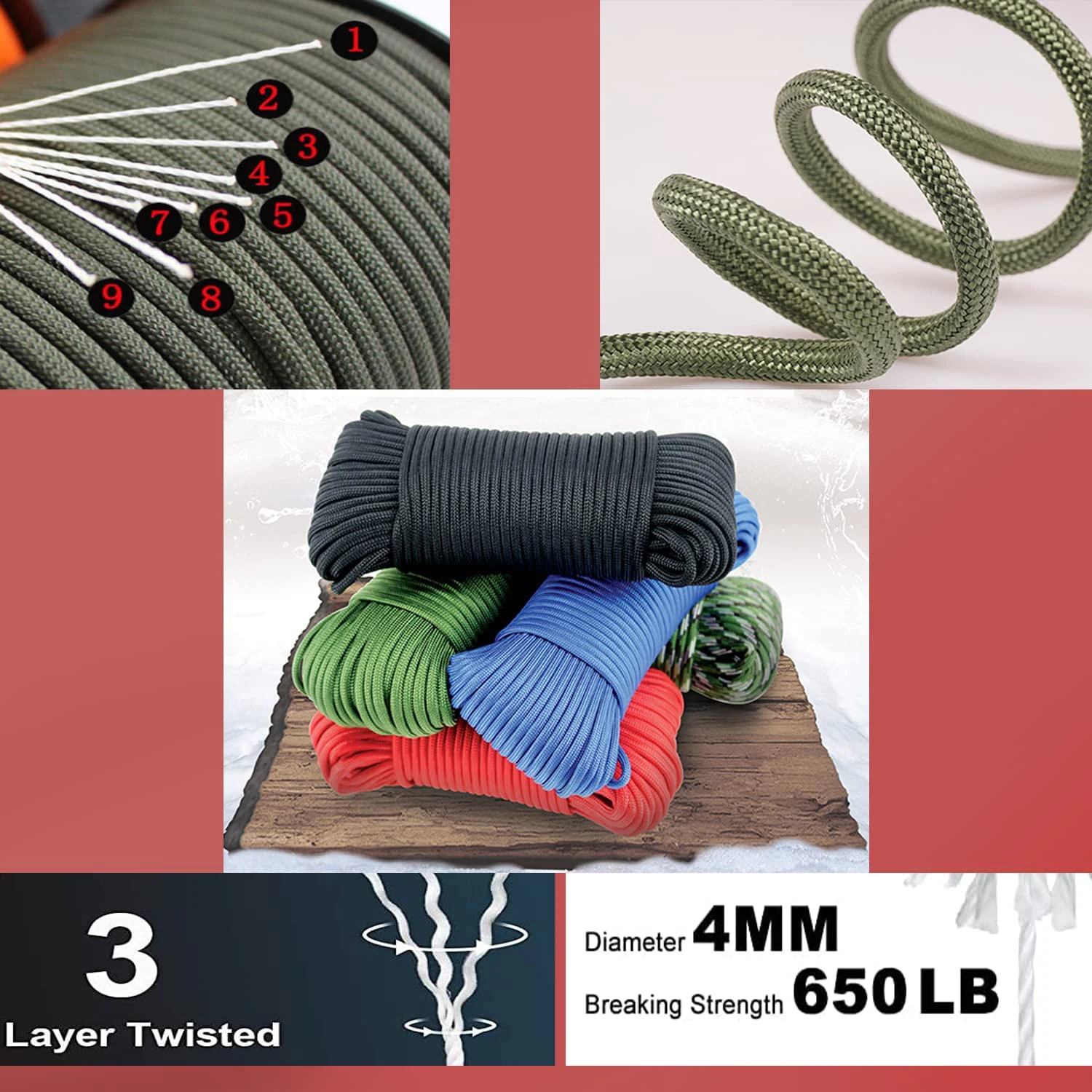 4mm Micro Cord Paracord Lanyard Rope Single Bushcraft Survival Outdoor  100ft / 31m,10m - Tent Accessories - AliExpress