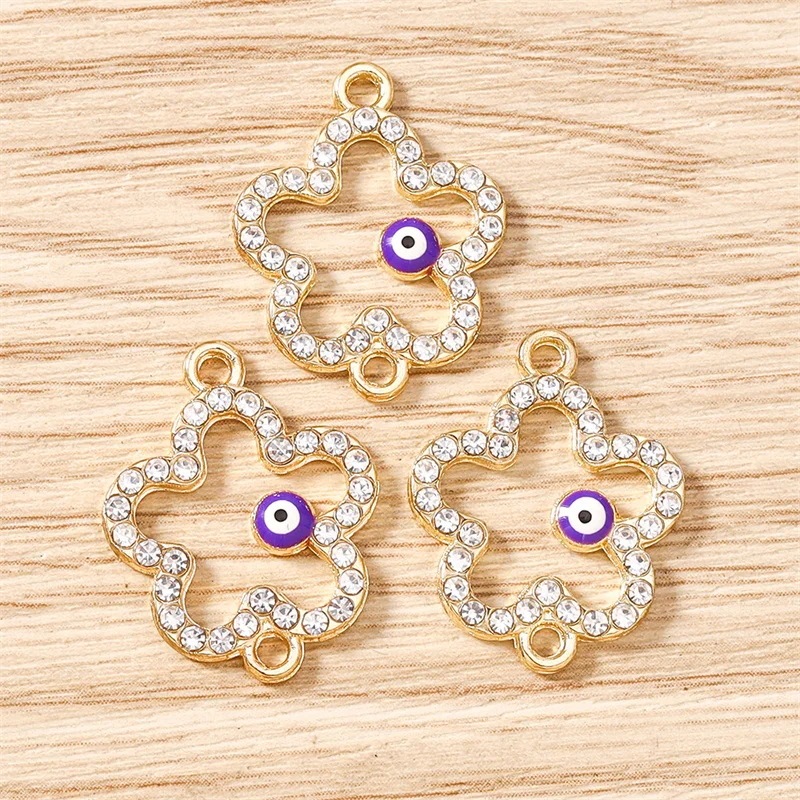 Tusember 10 Stück 17 x 22 mm Kristall-Blumen-Augen-Anhänger für DIY handgefertigte Ohrringe, Armbänder, Schmuckherstellung, Zubehör – Detail 14