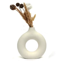 Nordic Vase Circular Hollow Ceramic Donuts Flower Pot Home Living Room Decoration Accessories Interior Office Desktop Decor Gift 5