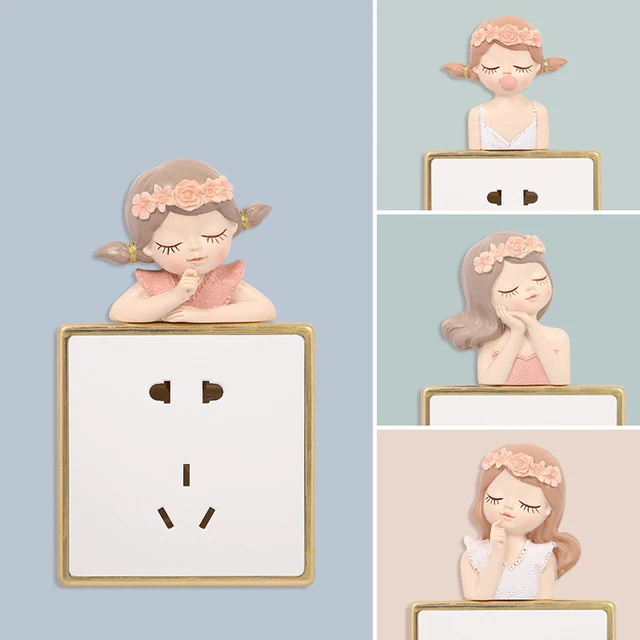 Gyantabuborék Tündér Lány Kapcsoló Matrica Nappali Könnyű Tábla Outlet 3D Fali Matricák Dísz Otthoni Dekoráció - Image 5