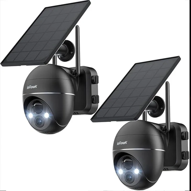 ieGeek 2K Solar Surveillance Camera Outdoor Battery, 355°/140° Pan