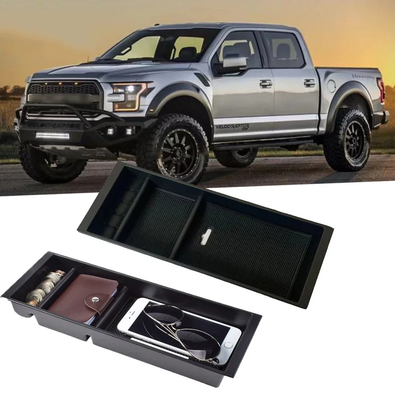 

For Ford F150 F-150 Raptor 2015-2020 Car Center Console Cup Phone Card Holder Storage Box Gear Shift Tray Organizer