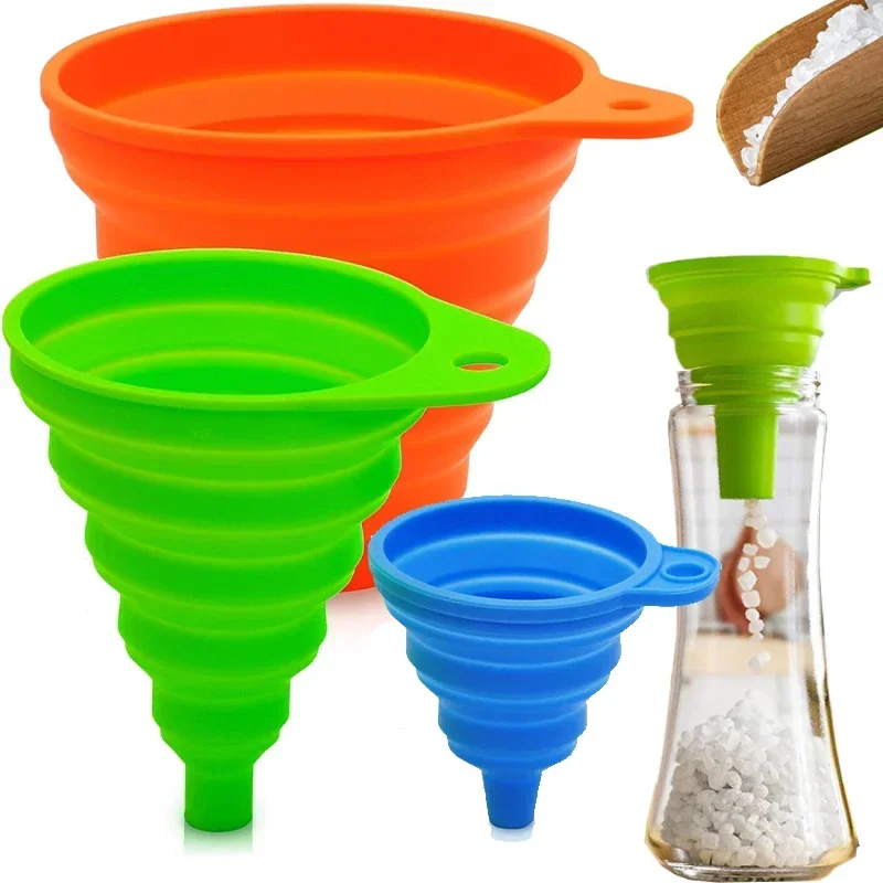 

Kitchen Funnel Kitchen Gadget Accessories Foldable Silicone Collapsible Funnels for Filling Water Bottle Food Grade Eco Friendly