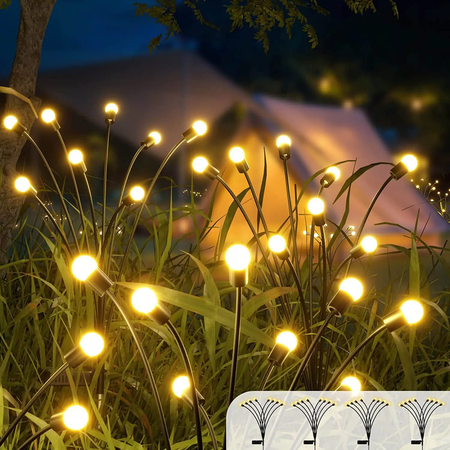 

New Solar Lawn LED Auto Light Up Wind Firefly Lamp Outdoor Garden Floor Waterproof Camping Novelty Nightlights ABS Neon Lights