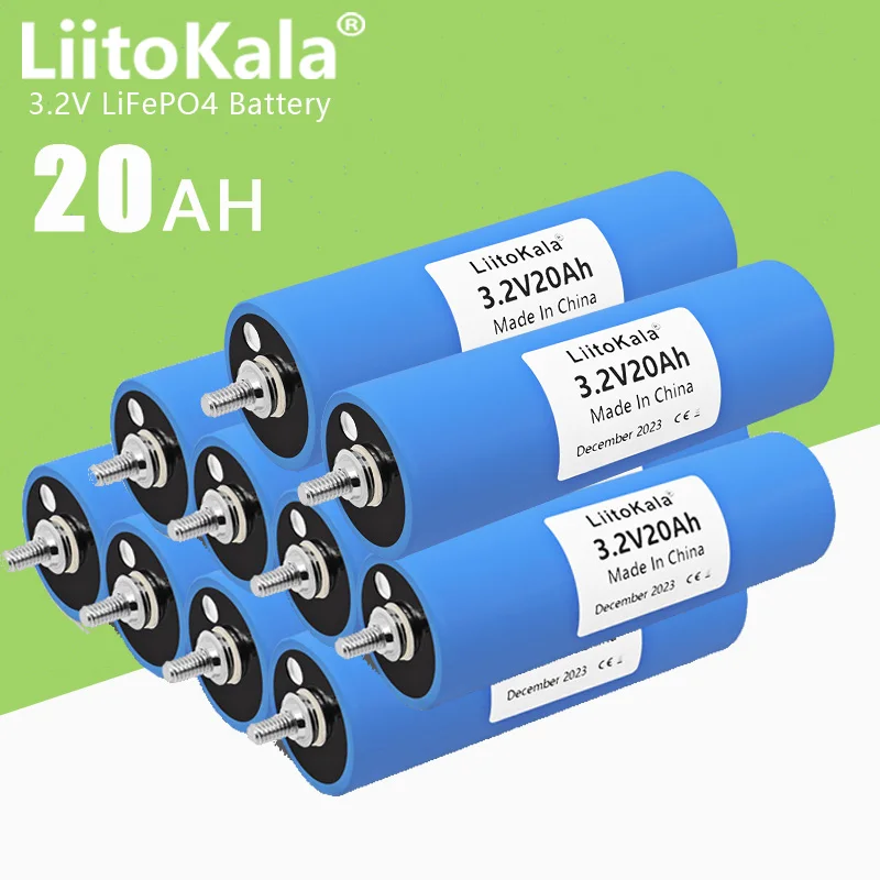 LiitoKala-batería lifepo4 de 4-24 piezas, 3,2 v, 20Ah, celdas de 3,2 V para bricolaje, 12v, 24v, 48V, herramientas eléctricas para e-bike y scooter