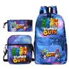 Stumble Guys Backpack 3Pcs Travel Bag Canvas Backpack Students School Bag For Boys Girls Canvas Teens Laptop Zipper Mochilas 2