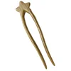 Green Sandalwood Star Double Hairpin Shaped Pins Wooden Sticks Lettering French Accessories for Thick Buns Chinese Miss 2