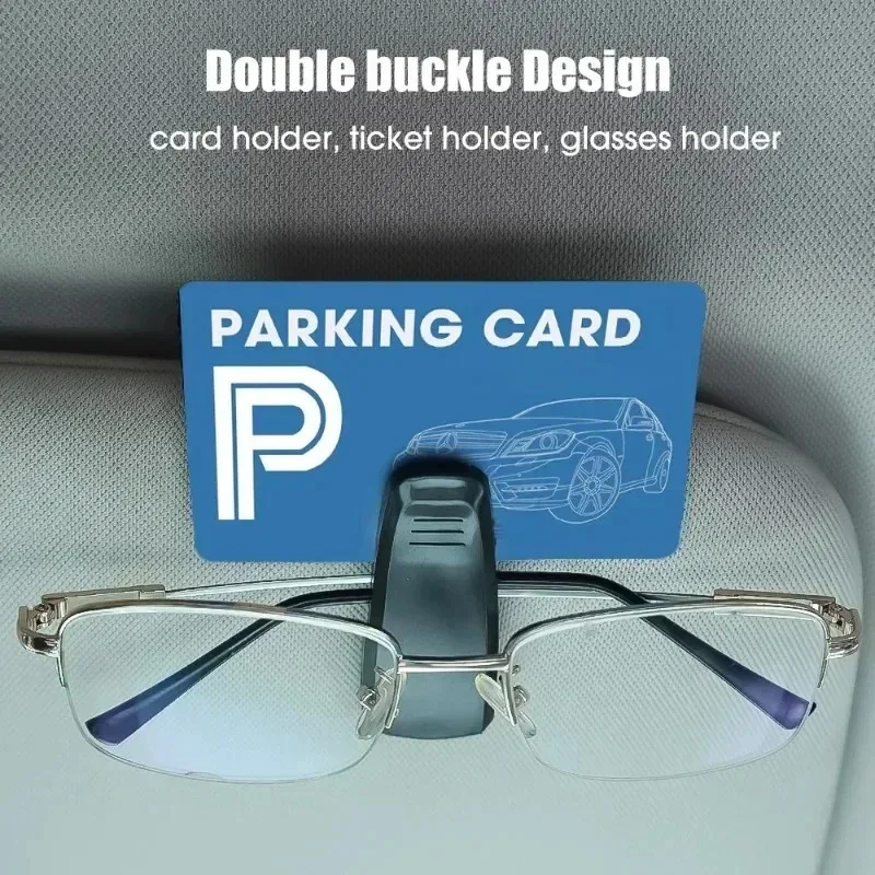 Sunglasses Case 2/1pcs Auto Sun Visor Glasses Clip Card Ticket Holder Stand Universal Fastener